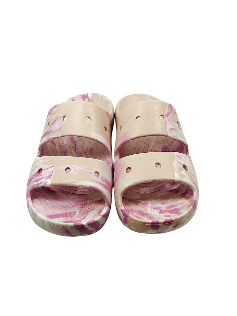 🐷 Crocs Pink Marble Slide Sandals, Size 11